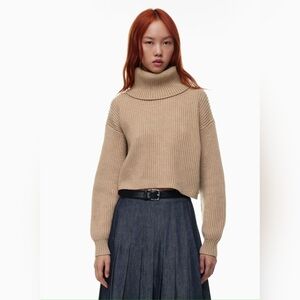 Babaton Guell Sweater Merino Wool Small In Heather Gold Camel